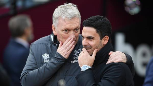 Arsenal manager Mikel Arteta with David Moyes